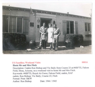 Cadets Ron Bishop and Vic Baily From Course 23 on a Weekend visit to hosts Mr and Mrs Fitch - 1944/1945 - Photo No. 00016; 83380 Cadets Ron Bishop and Vic Baily From Course 23 on a Weekend visit to hosts Mr and Mrs Fitch - 1944/1945 - Photo No. 00016; 83380