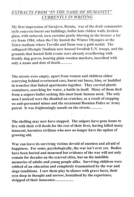 Extract from "In the name of humanity" by John Wheeldon (currently in writing) - author's experiences in Bosnia; 37840