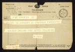 Post office telegram - 13/10/1941 - "Arrived England safe letter following"; 31/10/1941; 2100