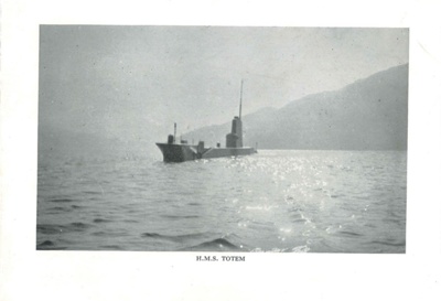 Christmas card with photograph of submarine "H.M.S. Totem"; 35727