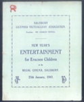 Copy of front cover of a cinema programme - new years entertainment for evacuee children - "Salisbury cinema" - 25/01/1941; 34633