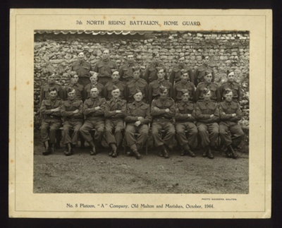Army group photograph - No: 8 Platoon - "A" Coy - Old Malton & Marishes Home Guard - October 1944 (with legend); 1/10/1944; 2858