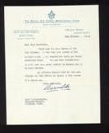 Letter of thanks - from R.A.F. benevolent fund to Miss V.M. Lascelles - 22/10/1941; 22/10/1941; 7348