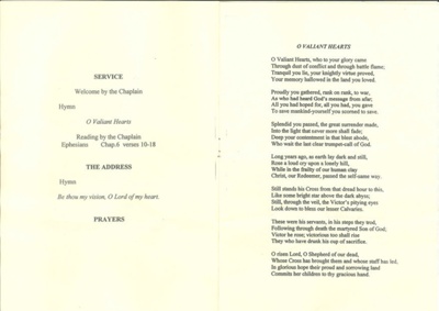 Copy of service programme - British Korean Veterans Association parade at Eden Camp - 29/04/2001; 29/04/2001; 35709 Copy of service programme - British Korean Veterans Association parade at Eden Camp - 29/04/2001; 29/04/2001; 35709