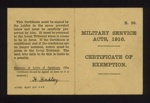 Army Form R39 - Certificate of Exemption - Military Service Acts 1916 - Harry Hindley - 02/01/1917; 2/01/1917; 4765 Army Form R39 - Certificate of Exemption - Military Service Acts 1916 - Harry Hindley - 02/01/1917; 2/01/1917; 4765