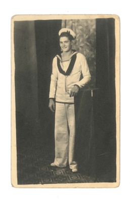 Photograph - A/B Roy Tomkins JX/296533 - in Royal Navy tropical uniform (whites); 37711