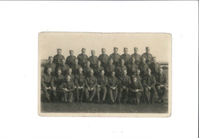 Army group photograph - unidentified R.A.M.C. unit - (Arnold Cooper middle row 5th from left); 35796 Army group photograph - unidentified R.A.M.C. unit - (Arnold Cooper middle row 5th from left); 35796