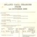Post Office information leaflet - "Inland call charges from 1st October 1968" - telephone charges; 1/10/1968; 38570