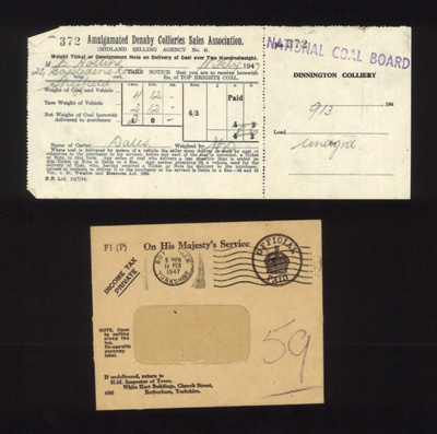 Wieght ticket - national coal board - Dinnington colliery - 18/02/1947; 18/02/1947; 6135 Wieght ticket - national coal board - Dinnington colliery - 18/02/1947; 18/02/1947; 6135