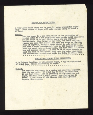 Recipes (2) - "White icing" & "Almond icing substitute"; 5472 Recipes (2) - "White icing" & "Almond icing substitute"; 5472