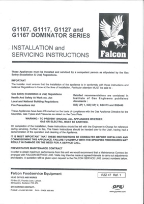 Instructions & service manual - "Falcon Dominator" cooker & hob in kitchen; 36335