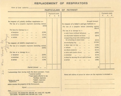Local Authority Form - "Replacement of Respirators" - A.R.P issue; 37923 Local Authority Form - "Replacement of Respirators" - A.R.P issue; 37923