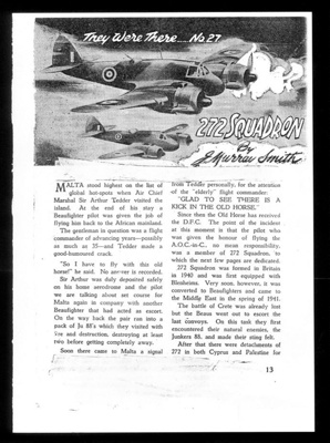 Magazine article - brief history of R.A.F. 272 squadron by J. Murray Smith; 7700