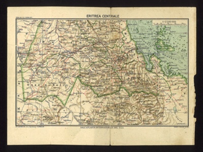 Italian map - Eritrea (Ethiopia) - from Asmara to Massaua - 1940s; 6141 Italian map - Eritrea (Ethiopia) - from Asmara to Massaua - 1940s; 6141