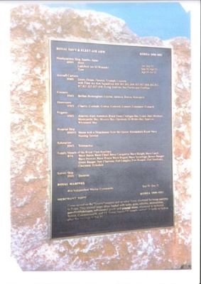 Photograph of commemorative plaque - Royal Navy & Fleet Air Arm ships involved in Korean war; 36318 Photograph of commemorative plaque - Royal Navy & Fleet Air Arm ships involved in Korean war; 36318