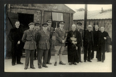 Photograph - Eden Camp military staff & officers - Approximately 1946-1947. Including Captain Turner and Captain Bowden, Northern Echo Photography; 33098