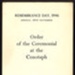 Programme - "Order of the Ceremony at the Cenotaph" - Remembrance Day - Sunday 10/11/1946; 10/11/1946; 5995 Programme - "Order of the Ceremony at the Cenotaph" - Remembrance Day - Sunday 10/11/1946; 10/11/1946; 5995