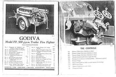 Schematic diagram & technical information - Coventry Climax "Godiva" multi-pressure fire pump - trailer in hut 21; 2387