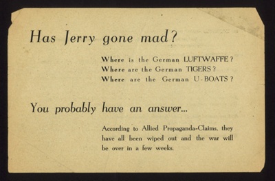 German propaganda leaflet - "Has Jerry gone mad ?"; 5093