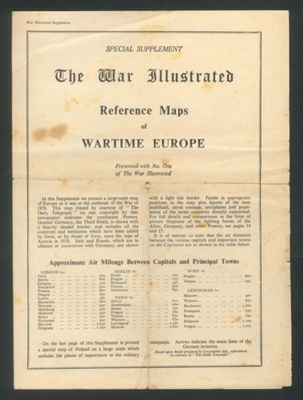Map - "The War Illustrated" map of wartime Europe- special supplement; 2805