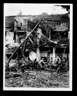 Official copyrighted war photograph- 20th September 1940- bomb damage to house in s/e London; 56516