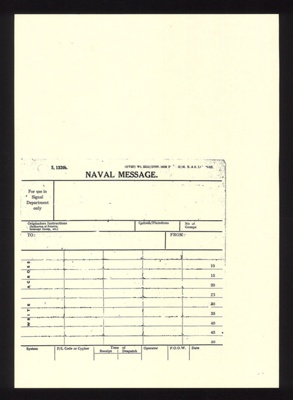 Photocopies (2) - R.N. form S1320B - "Naval message" form - December 1942; 1/12/1942; 2643