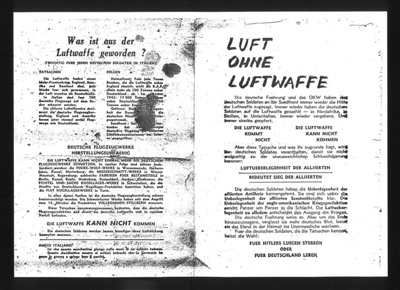 Photocopy (2 pages) - British propaganda leaflet - "Luft ohne Luftwaffe"; 13181