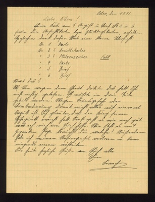 Handwritten letter from Franz Glanz to his parents 01/08/1943 Eastern front. he believes war has reached its climax. in German with English translation. Franz Glanz a POW at Eden Camp.; 71518