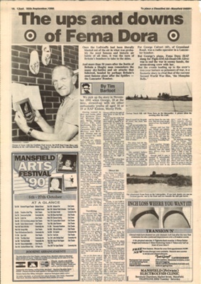 Press article - chad 20/09/1990 - "The ups and downs of fema dora" - the story of a Lancaster bomber; 20/09/1990; 9928