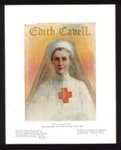 Print portrait of nurse Edith Cavell, also copy photograph of her grave in Norwich cathedral; 44228