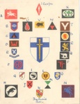 Card showing formation badges of various Corps & Divisions constituting the British Second Army; 37975 Card showing formation badges of various Corps & Divisions constituting the British Second Army; 37975