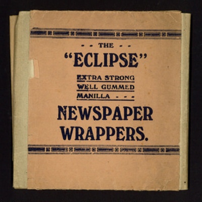 Packet of newswrappers - "The Eclipse" - extra strong well gummed manilla newspaper wrappers; 6034
