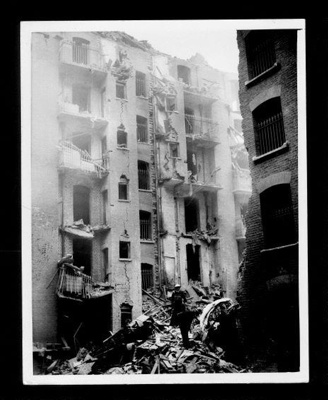 Official copyrighted war photograph- 16th October 1940- block of flats ...