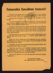 German propaganda leaflet in French - "Camarades Canadiens Francais !"; 5101