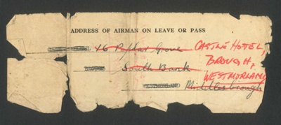 R.A.F. temporary leave pass - R.A.F. Shawbury - P. Bland 980130 R.A.F. - 08/04/1941; 8/04/1941; 2006