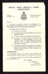 Letter- from the 'Royal Army Medical Corps Association' regarding an application form for membership- undated ; 78814 Letter- from the 'Royal Army Medical Corps Association' regarding an application form for membership- undated ; 78814