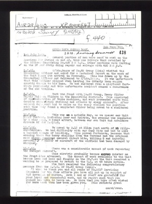 Photocopies (3) - extract from "Operations record book for July 1944" - 3210 servicing commando R.A.F. - operations in Normandy after D-day landings; 1/07/1944; 7568