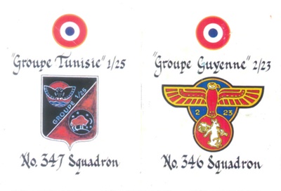 Photocopies (2) - squadron badges of French bomber squadrons no: 346 & no: 347 - stationed in Britain; 37774