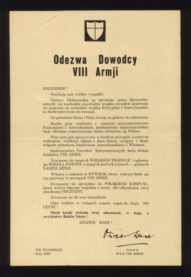 Personal messages (3) - from the Allied Army Commander - Italy - May 1944 - in English Polish & Italian; 1/05/1944; 1912