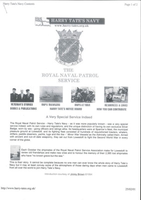 Surplus display information from internet re: R.N.P.S. & Harry Tate's navy; 36267
