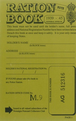 Ration book notes - information re:dates of rationing of foodstuffs clothing etc - historical notes; 37954 Ration book notes - information re:dates of rationing of foodstuffs clothing etc - historical notes; 37954