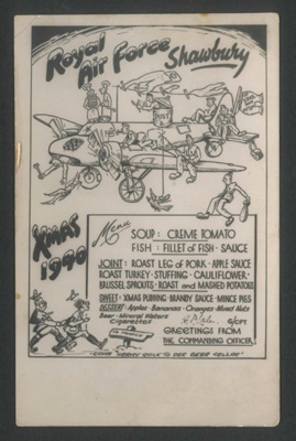 R.A.F. Shawbury Christmas dinner menu - Christmas 1940; 25/12/1940; 2012 R.A.F. Shawbury Christmas dinner menu - Christmas 1940; 25/12/1940; 2012