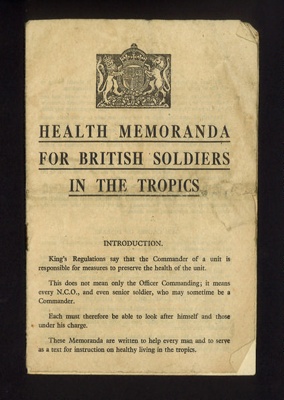 Leaflet - "Health memorada for British soldiers in tropics" - 1942; 1/01/1942; 5163
