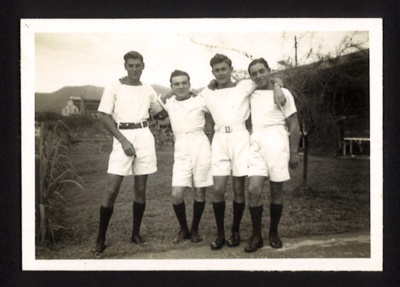 Photograph - four crew members of "H.M.S. Benbow" - Port of Spain - Trinidad - 1943 or 1944; 1/01/1943; 6335