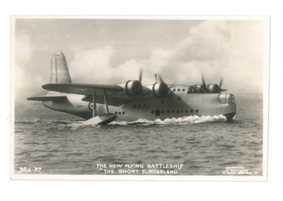 Photograph - "Short Sunderland" flying boat - termed "The flying battleship"; 36543 Photograph - "Short Sunderland" flying boat - termed "The flying battleship"; 36543