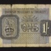 Bank note - British military authority - 1/- shilling note; 5356 Bank note - British military authority - 1/- shilling note; 5356