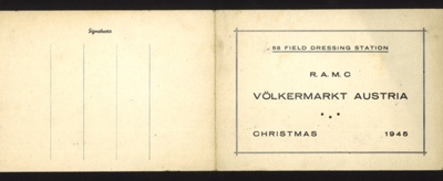 R.A.M.C Christmas 1945 menu 'Volkermarkt Austria'- 58 Field Dressing Station ; 78803