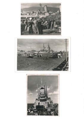 Photographs (3) - "H.M.S. Argonaut" - Dido class cruiser - Tunisia - December 1942; 1/12/1942; 34755 Photographs (3) - "H.M.S. Argonaut" - Dido class cruiser - Tunisia - December 1942; 1/12/1942; 34755