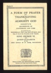 Service sheet - thanksgiving for the coronation of King George VI - 12/05/1937; 12/05/1937; 7342 Service sheet - thanksgiving for the coronation of King George VI - 12/05/1937; 12/05/1937; 7342