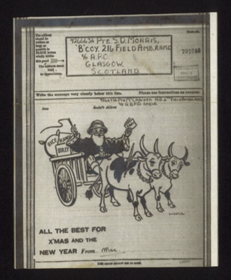 Christmas card- to a 'S.D. Morris' from 'Mae' undated; 78813